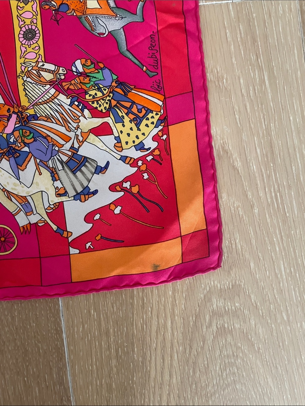 HERMES Scarf Fantaisies indiennes Women's Silk Pink Red - Picture 3 of 5